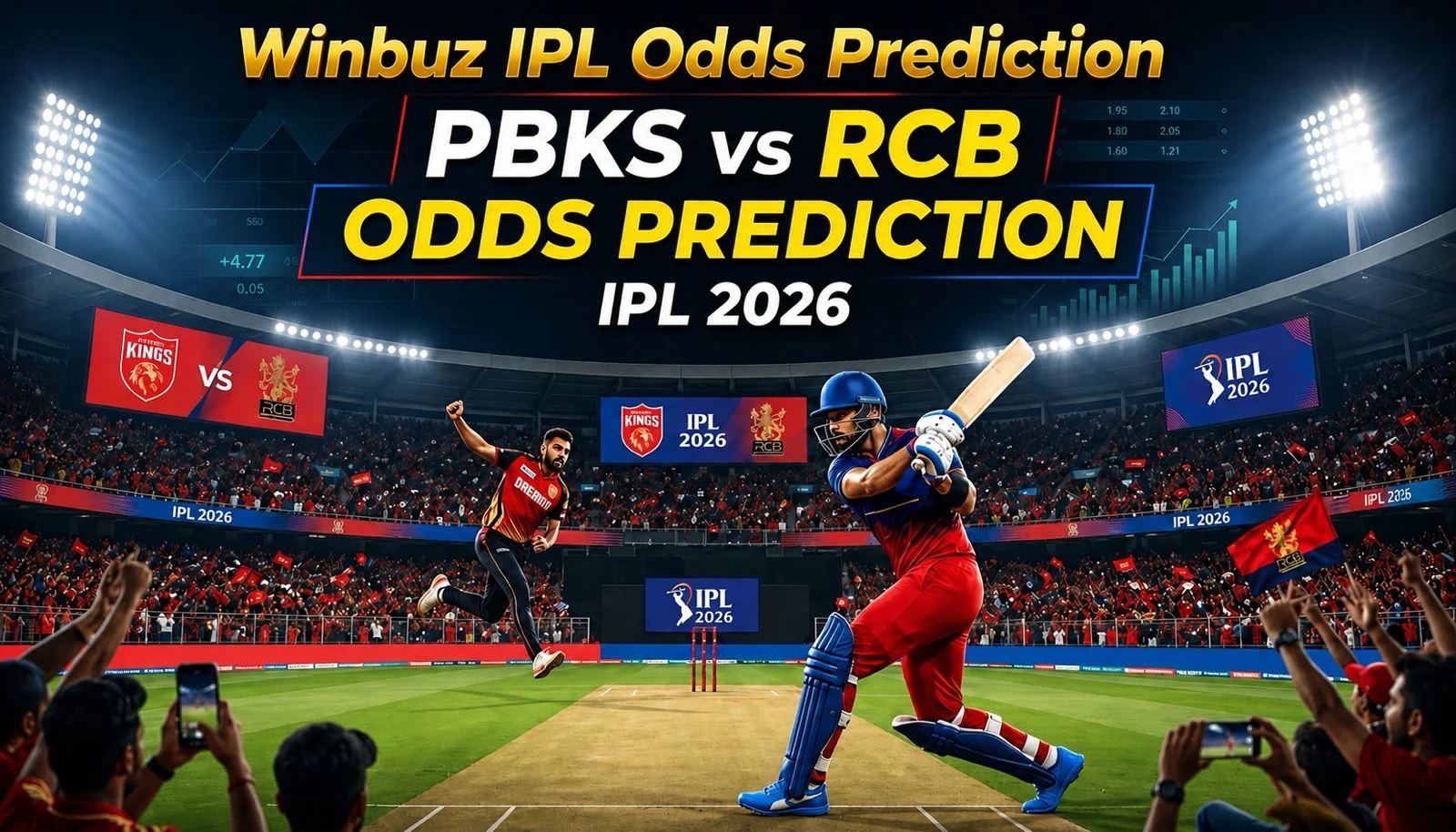 Winbuz IPL Odds Prediction for PBKS vs RCB IPL 2026 at Dharamshala Stadium with pitch report and betting insights